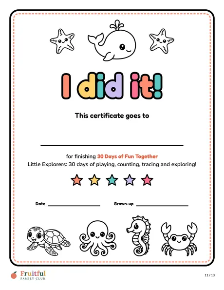 I did it! certificate page with space for the child's name